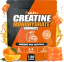 Creatine Monohydrate Gummies for Men & Women, 4g of Creatine Monohydrate per Serving for Maximum Power Strength, Performance, Sugar Free, Vegan, Pre-Workout Supplement(120 Count)-Orange