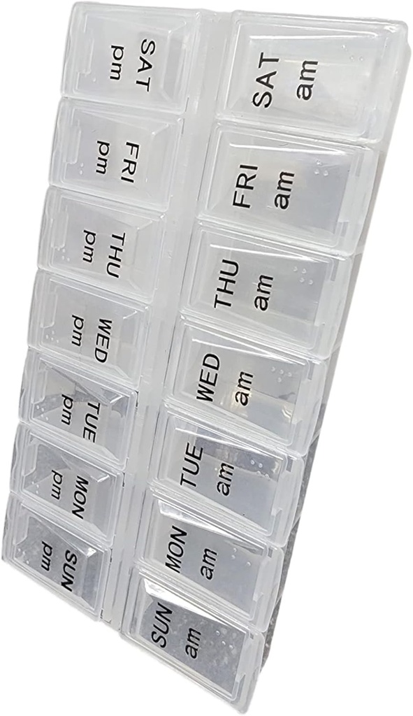 Twee keer per dag Pillen Organisator, Weekly Dag en Nacht Pillen Container, Dag en Nacht Medicijnen of Vitamine voor Morgen of Nacht PM Separatie (3)