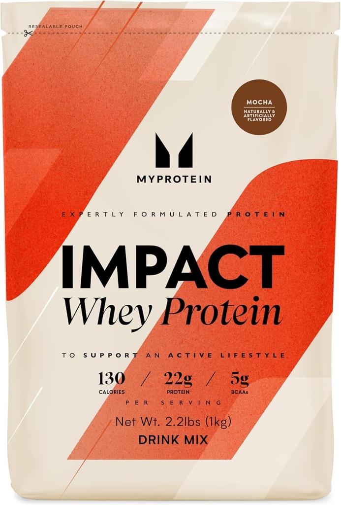 Myprotein Impact Wei Proteïne Poeder, 2,2 Lbs (31 Servings) Mocha, 22g Proteïne & 5g BCAA Per Serving, Shake for Superior Performance