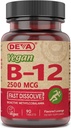 Deva Vegan Vitamins B-12, High Potency 2500 mcg B12, Fast Solution, Sublingual, 90 Tablets (Pack of 3)