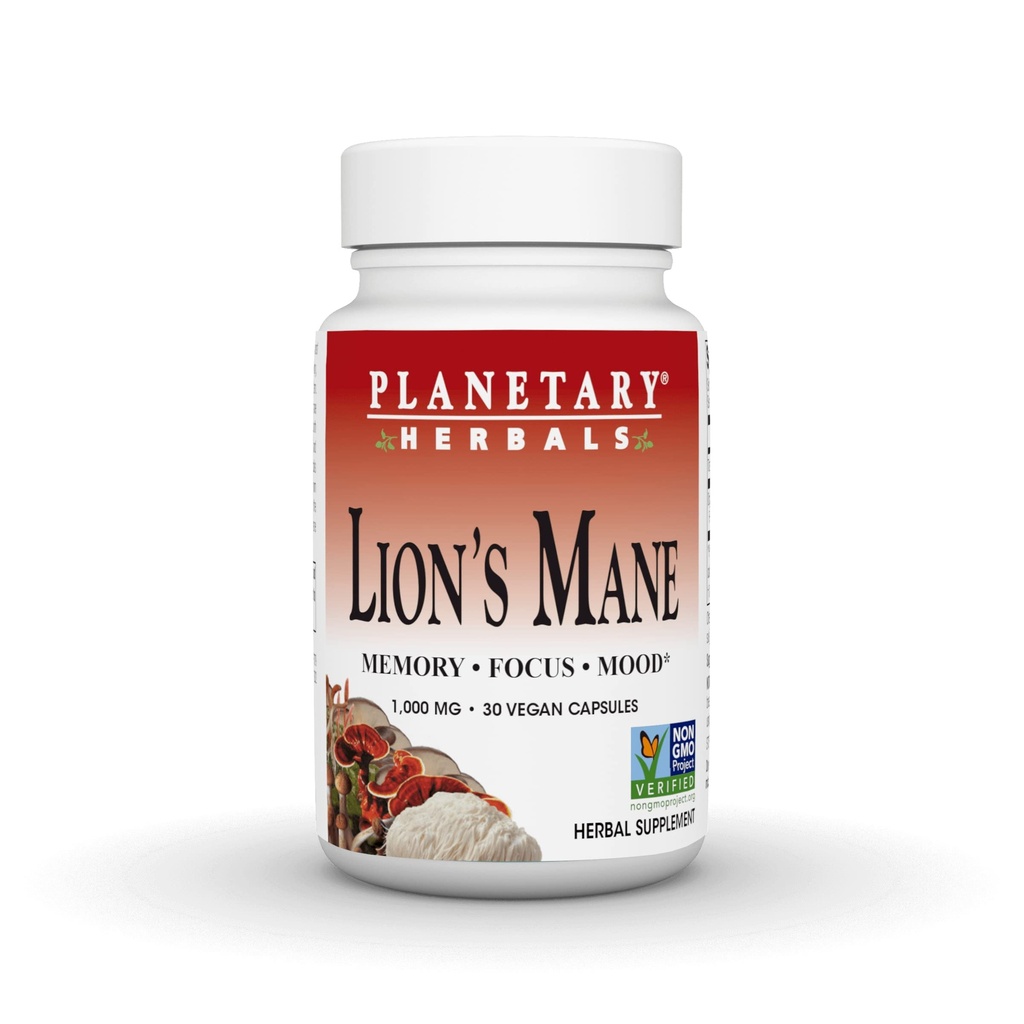 Planetaire kruiden Lion's Mane, for Memory, Focus, and Mood*, 1000 mg - 30 Vegan Capsules