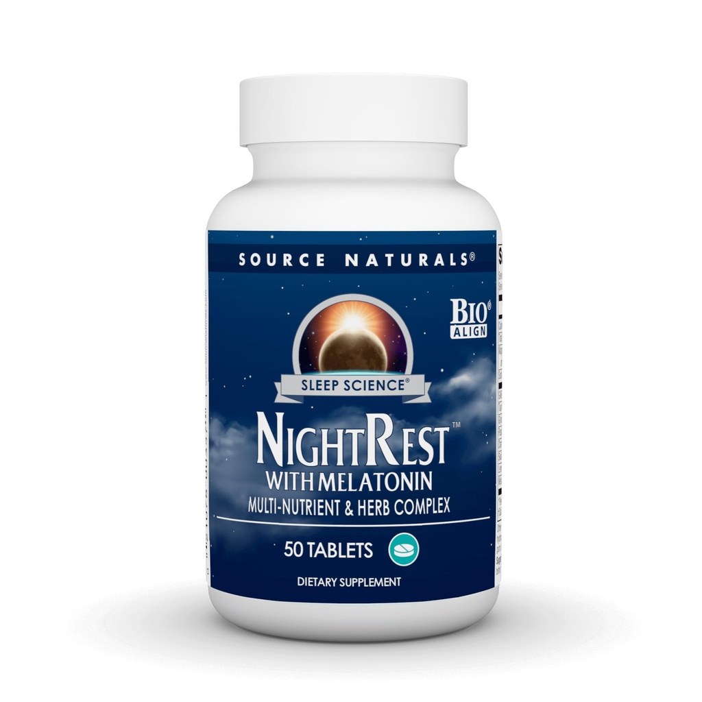 Bron Naturals Sleep Science NightRest met Melatonine, Multi-Nutrient & Herb Complex* - 50 tabletten
