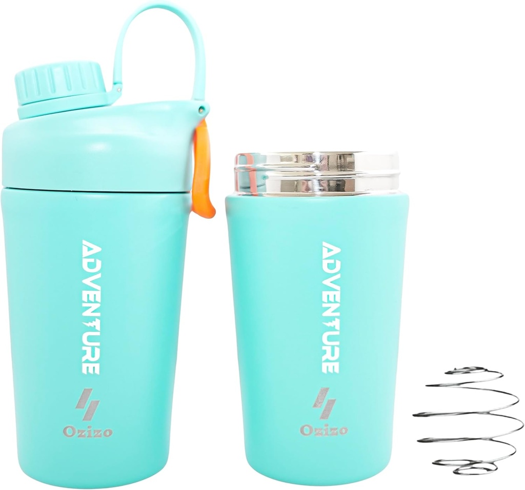Ozizo Protein Mixing Cup voor eiwitmixen, 20 Ounces Roestvrij staal Proteïne Shaker Fles, geïsoleerd, Leak Proof, Odor Resistant, Small Cute Gym Mixer voor mannen, vrouwen, jongens, meisjes, warme en koude dranken