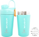 Ozizo Protein Mixing Cup voor eiwitmixen, 20 Ounces Roestvrij staal Proteïne Shaker Fles, geïsoleerd, Leak Proof, Odor Resistant, Small Cute Gym Mixer voor mannen, vrouwen, jongens, meisjes, warme en koude dranken