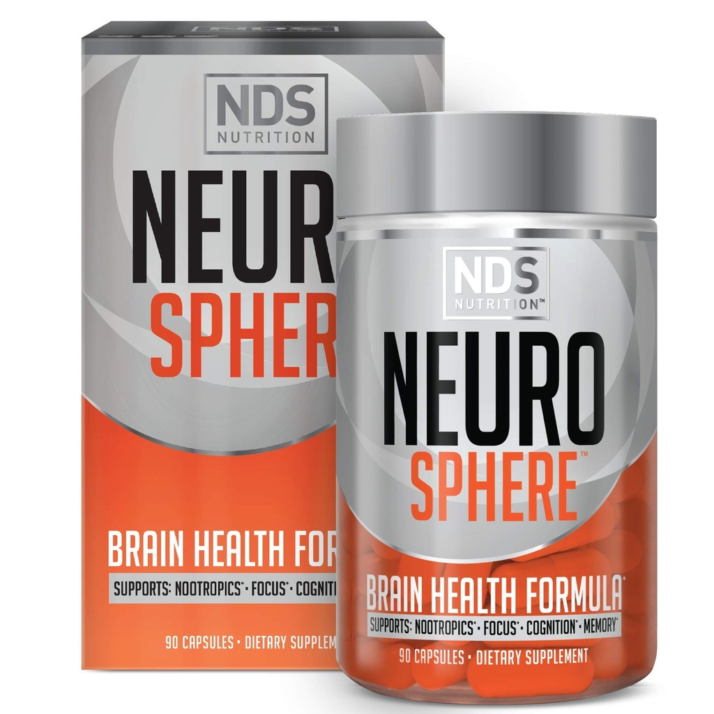 NDS Nutrition Neuro Sphere - Brain Health Formula - Nootropic, Verhoog Focus en Energie, Verbeter Concentratie, Antioxidant en Immuniteit Ondersteuning - 90 Capsules