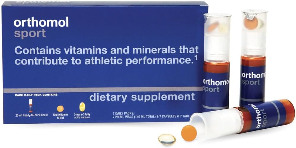 Orthomol Sport, 7-Day Supply, Premium Sports Nutrition Supplement met Vitaminen A, B, C, D, E, Zink, Jodium, Co-enzym Q10, L-Carnitine, Omega-3 en essentiële mineralen voor optimale prestaties