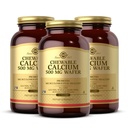Solgar Kauwtabletten Calcium 500 mg - 120 Wafers, Verpakking van 3 - Bevordert spierskeletgezondheid - Non-GMO, Veganistisch, Gluten, Tarwe en Zuivelvrij, Kosher - 180 Totaal