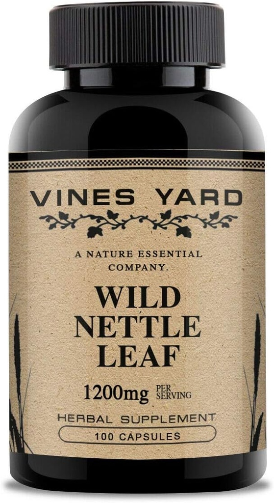 Wild Nettle Leaf Capsules Ondersteunt gezonde Fluid Balance & Urinary Tract Issues 100% Natural Organic Herbal Supplement 1200mg 100 Pack