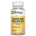 SOLARAY Super Bio Vitamin D3 in Kokosolie - D3 Vitamine 5000 IE - Bone Health and Immune Support Supplement - Lab Geverifieerd, Made Wtihout Soy, 60-dag garantie - 120 Softgels, 120 porties