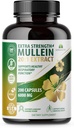 HERBALICIOUS Mullein Leaf Extract Verbascum Thapsus 20:1-200 Capsules - Natural Long Detox Herbal Supplement - Ondersteunt Ademhalingsstelsel- en immuungezondheid, Longreiniging
