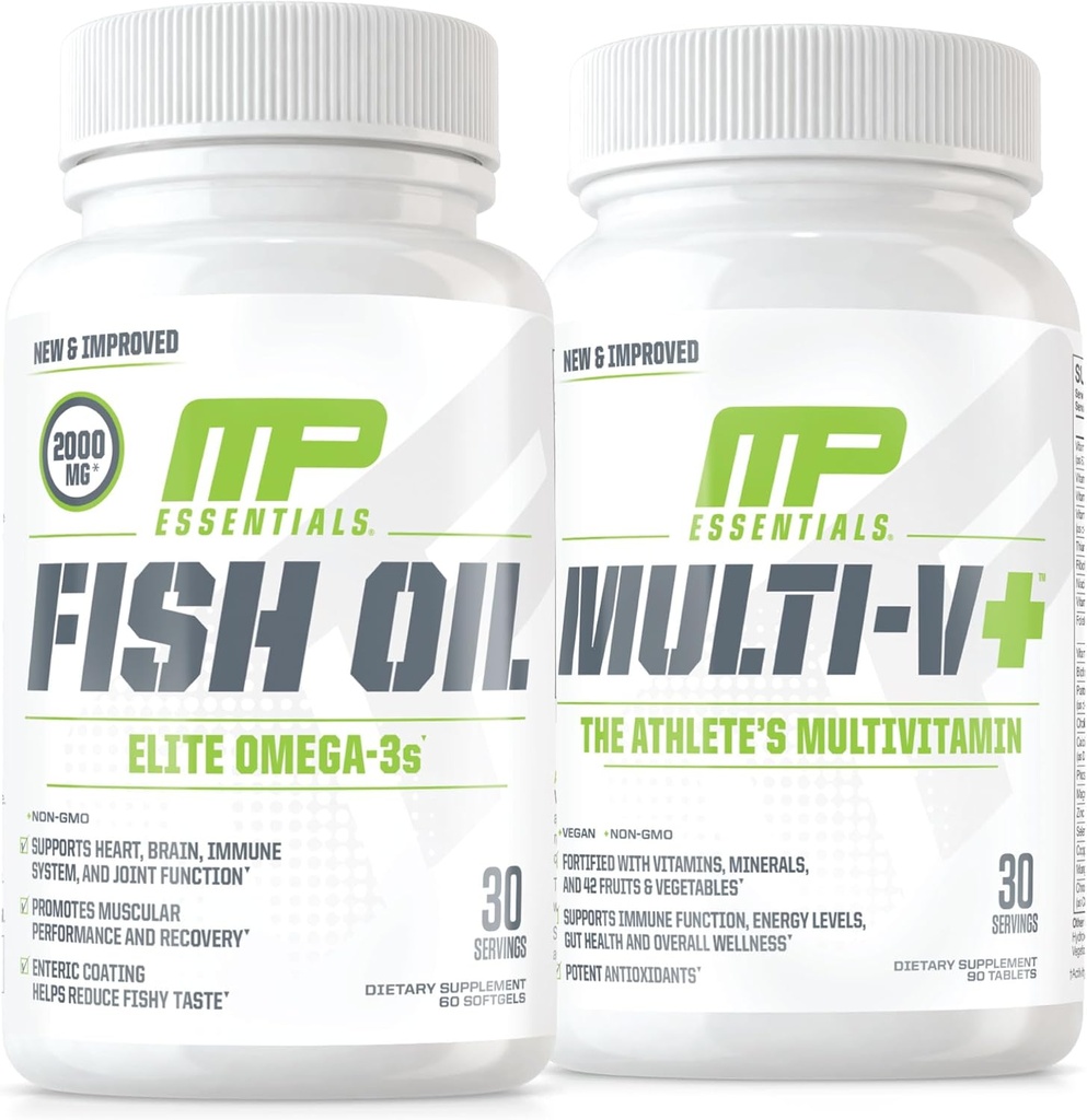 Muscle Pharm Essentials Multi-V+ & MusclePharm Essentials Visolie Elite Omega 3 Supplement