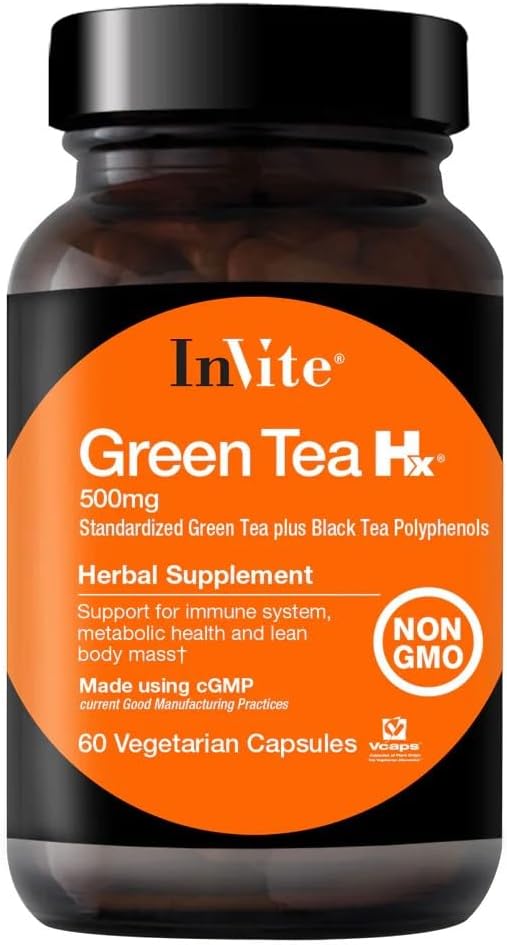 Invite Health - Green Tea Hx - Standarized Green Tea Plus Black Tea Polyfenolen - 60 Vegetarische Capsules - 30 Day Supply (2-pack)