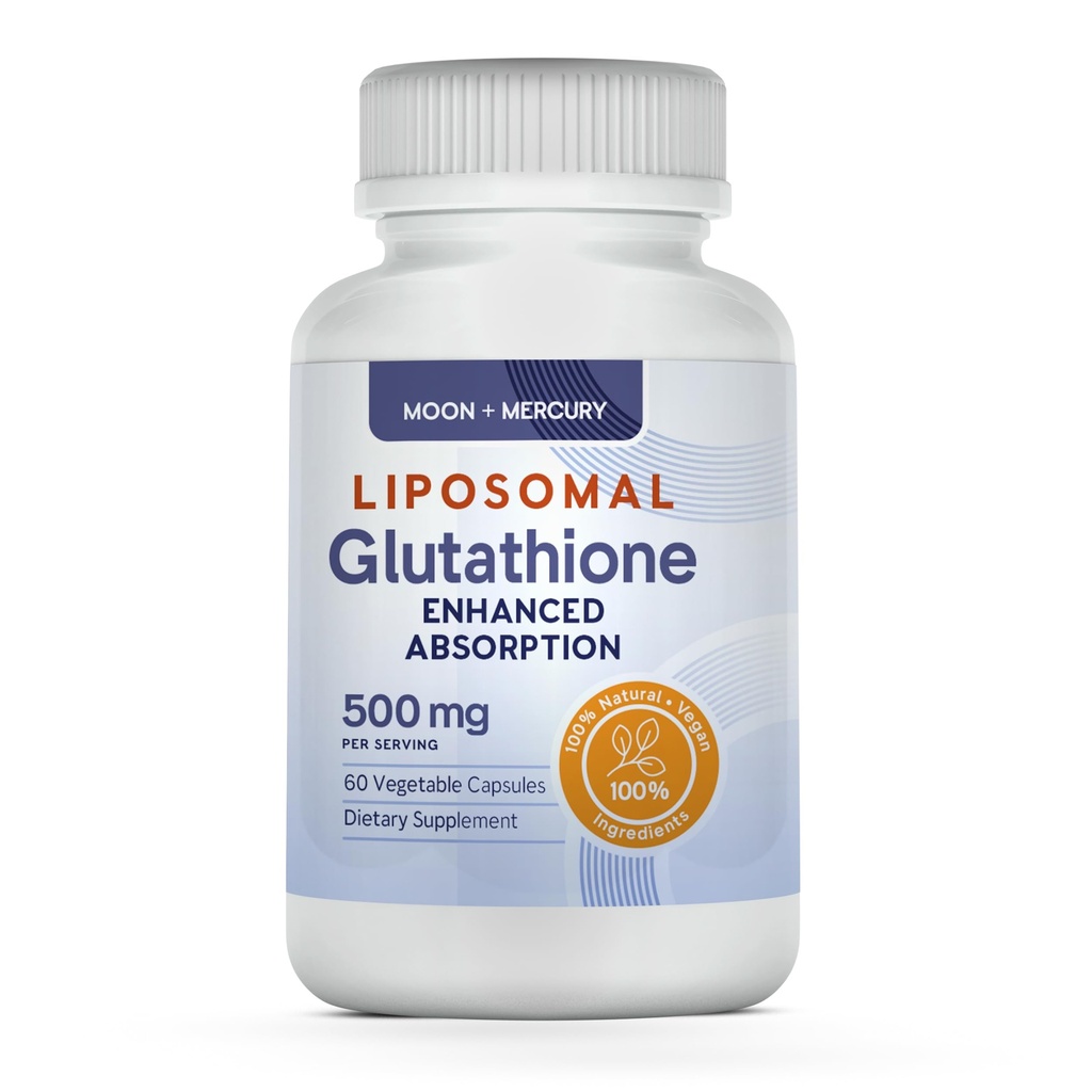 Liposomale Glutathion Non-GMO, Glutenvrij 500 mg supplement - Kan Immuun ondersteuning, lever detox, hersenen gezondheid en gezondheid van het hart - 60 Glutathion Capsules