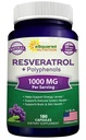 aSquared Nutrition Natural Resveratrol met rode wijn Extract - 180 Capsules - Trans Resveratrol Antioxidant Supplement Pillen voor Pure Heart Health - Extra sterkte Trans-Resveratrol