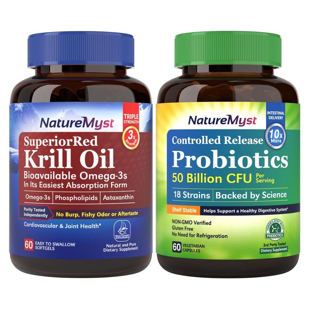 Krill olie en probiotica 50 miljard bundel, professionele kwaliteit, non-GMO, hart, Joint, Gut Functie & Immune Ondersteuning