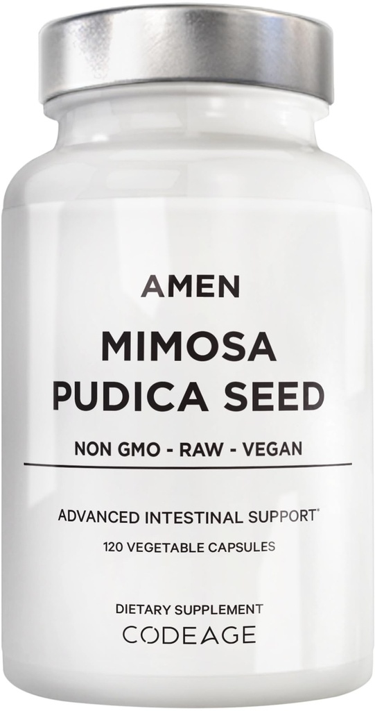Amen Organic Mimosa Pudica Seeds Capsules, 2 maand Supply, Vegan Mimosa Pudica Seed Plant Supplement - Mimosine Gevoelige plantenpillen - Fat Soluble Dietary Supplement - Non-GMO & Vegan - 120 capsules