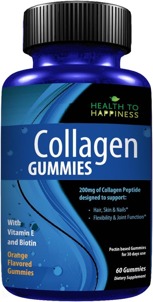 Collageen Gummies - Sinaasappelsmaak Haargroei, Huidverzorging, Sterke Nagels, Gezamenlijke & Flexibiliteit Ondersteuning
