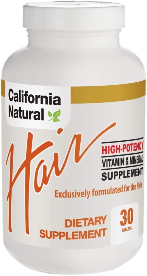 High Potency Hair Vitamine & Mineral Supplement met Biotine - California Natural - bevordert gezond, langer en sterker haar. - 30 tabletten (pillen)