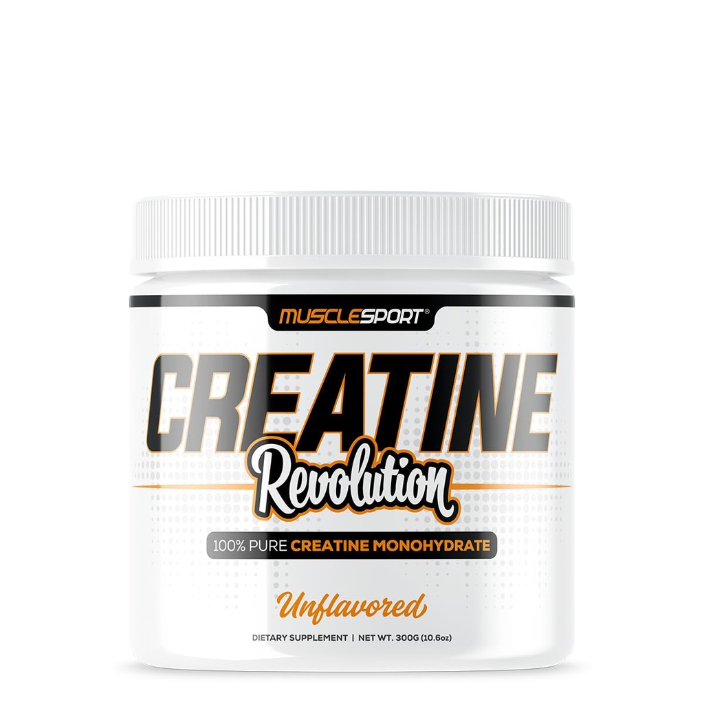 Musclesport Creatine Monohydraat Poeder - Gemicroniseerd Creatine Monohydraat - Energie, sterkte en duurzaamheid - 300g, ongearomatiseerd