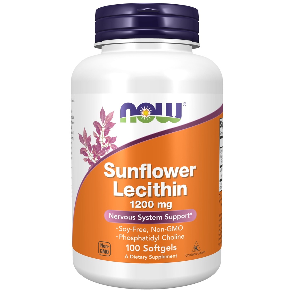 NU Foods Supplementen, Zonnebloemlecitijn 1200 mg met Fosfatidyl Choline, 100 Softgels