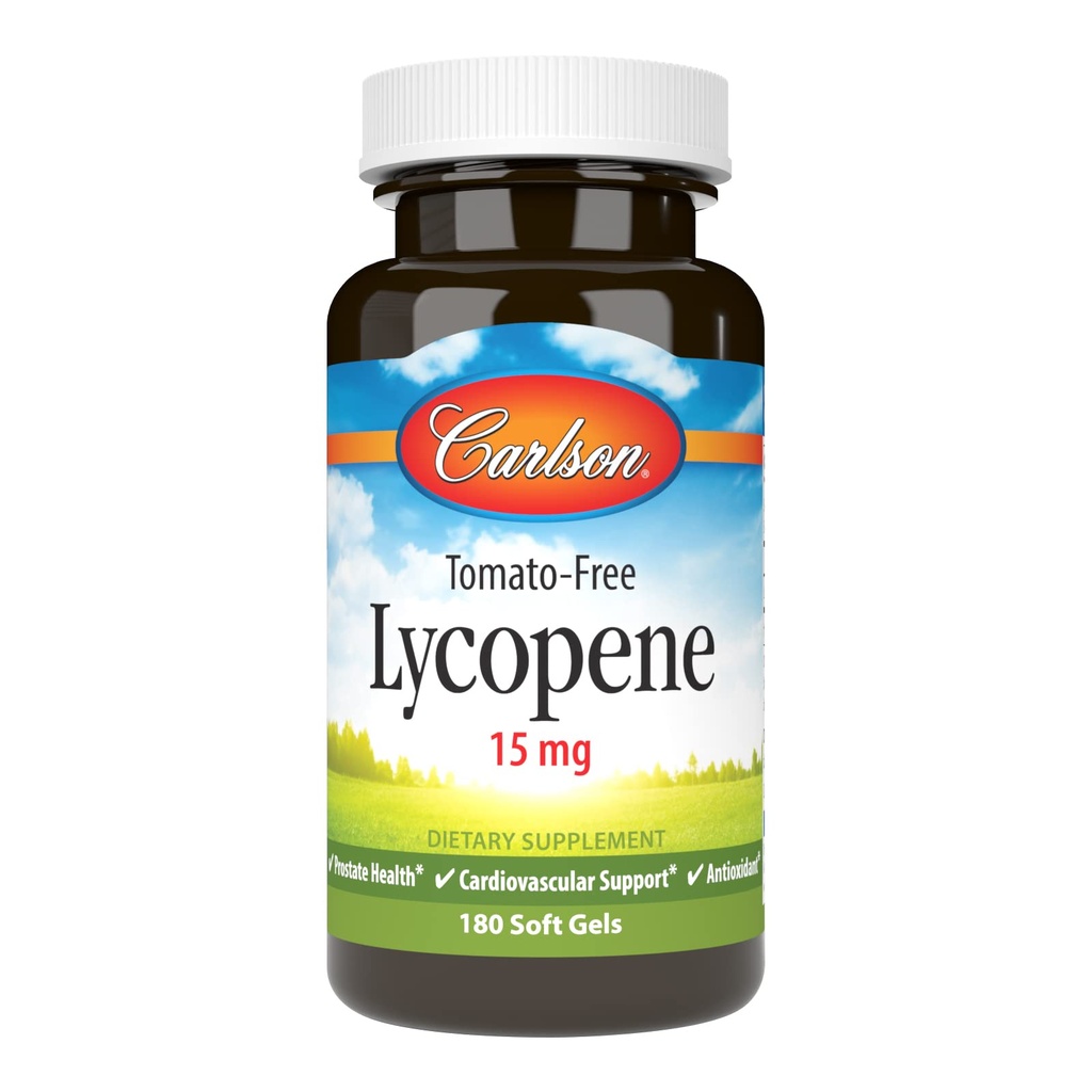 Carlson - Lycopeen, 15 mg, Tomato-Free, Prostate Health & Circulatie Support, Optimale Wellness, 180 Softgels