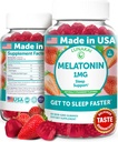 Lunakai USA Made Low Dose Melatonine Gummies 1mg - Voorzichtige slaaphulp voor volwassenen en kinderen - Non-GMO, Veganistisch, Glutenvrij - 60 Tel.