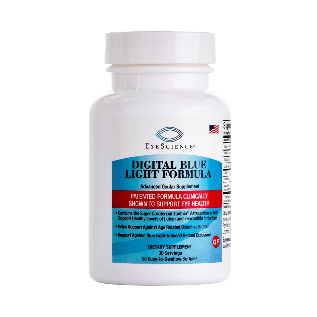 EyeScience Digital Blue Light Formula Ondersteunt Eye Health met Astablishment, Lutein & Zeasaturië Helpt Onderhoud Comfort Tijdens Schermtijd 
