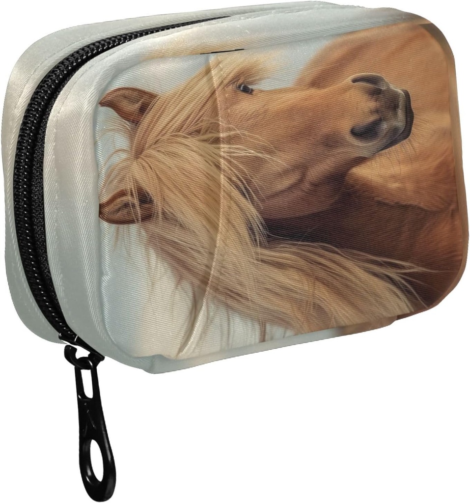 Fustyad Beautiful Bruin Paard met Long Mane Pill Organizer Case met Zipper 2 keer een dag voor vitamine en supplement, 7 dagen reisorganisator geneeskunde geval