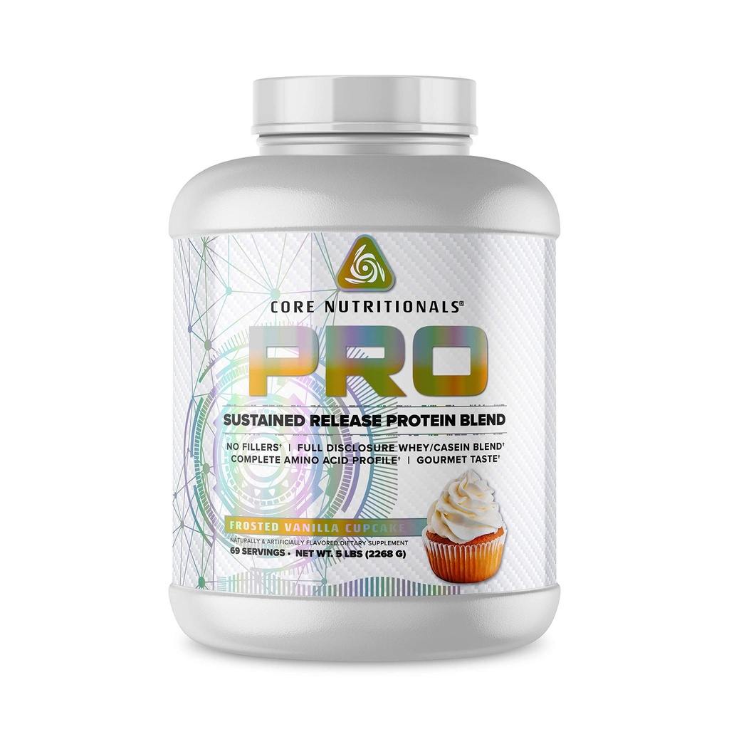 Core Nutritionals Pro Sustained Release Proteïne Blend, Digestief Enzyme Blend, 25G Proteïne, 2G Carb, 69 Servers (Frosted Vanilla Cupcake)
