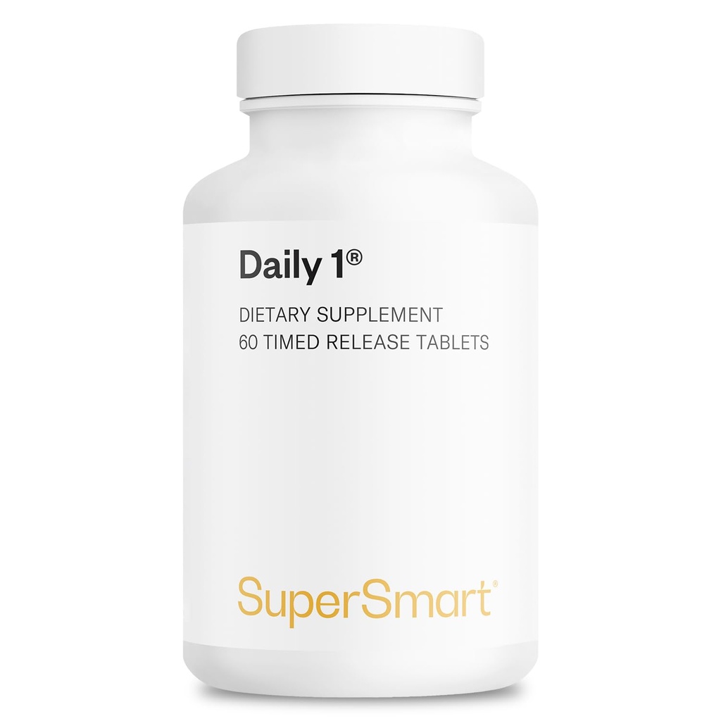 Supersmart - Daily 1® Timed Release - Multivitamine Supplement for Women & Men - with BioPQQ®, Vitamin A, B, C, D & E, Biotin, Quercetin & Fisetin Made in USA