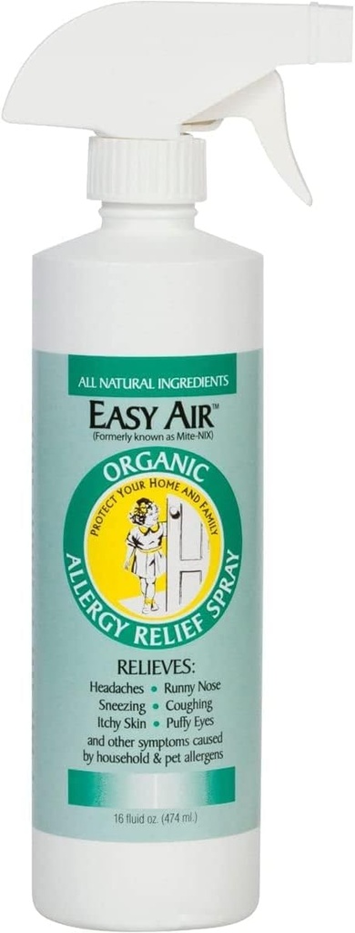 Gemakkelijk lucht organische Allergie Relief Spray, heldere vloeibare formule voor onmiddellijke verlichting voor symptomen van huisdier Allergieën, Stof en Mite Allergie - 16 Fl Oz