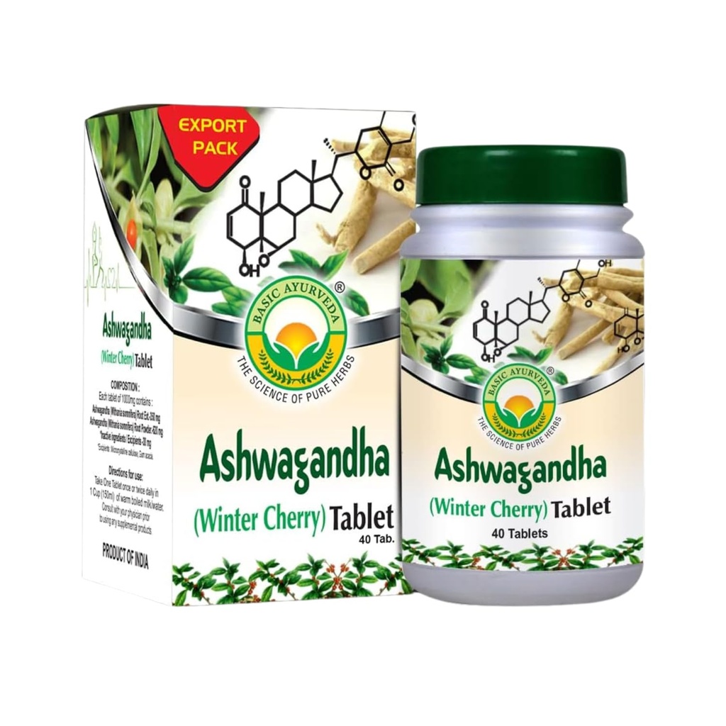 BASIC AYURVEDA Ashwagandha tabletten - 1000mg Winterkers Herbal Supplement 