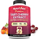 Nutrivein Premium Tart Cherry Capsules 3000mg: Ultra Strength Tart Cherry Extract Supplement voor post-atletische herstel, detox, rust, & mobiliteit