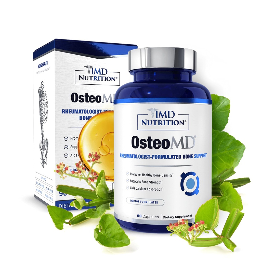 1MD Voeding OsteoMD voor uitgebreide ondersteuning - Supplement voor vrouwen en mannen - Bevorder dichtheid w/Vitamine D - Hydroxyapatiet w/Vitamine D3 & K2-90 capsules