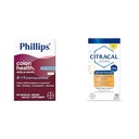 Phillips' Colon Health Daily Probiotic Capsules, 4-in-1 Symptoom Defense & Citracal Slow Release 1200, 1200 mg Calciumcitraat en Calcium Carbonaat Blend