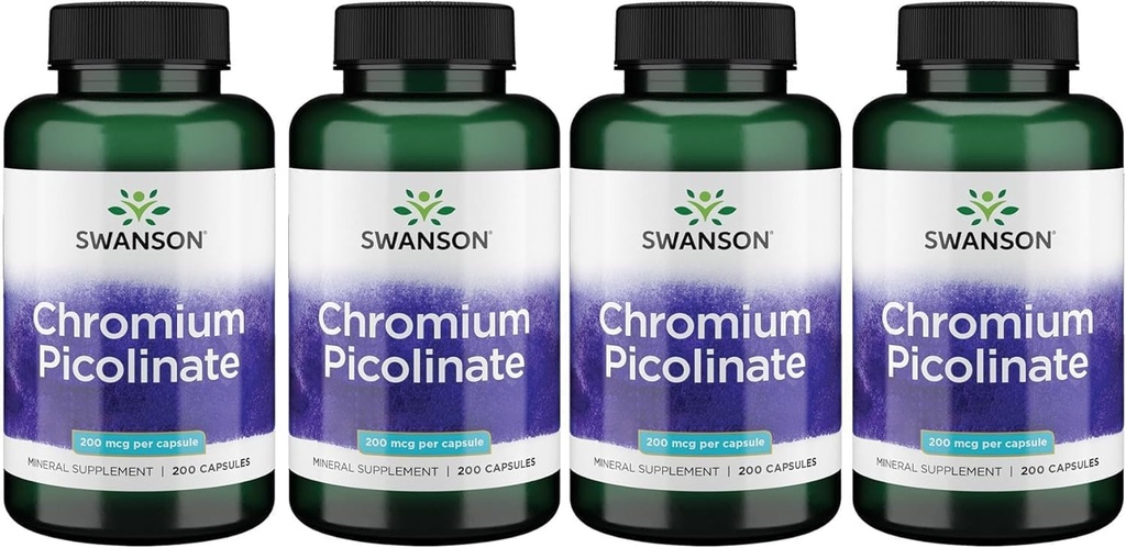 Swanson Chroom Picolinaat - Natuurlijke Supplement Promoting Metabolisme & gewicht management - Ondersteunt gezonde niveaus al binnen het normale bereik - (200 capsules, 200 mcg Elke)