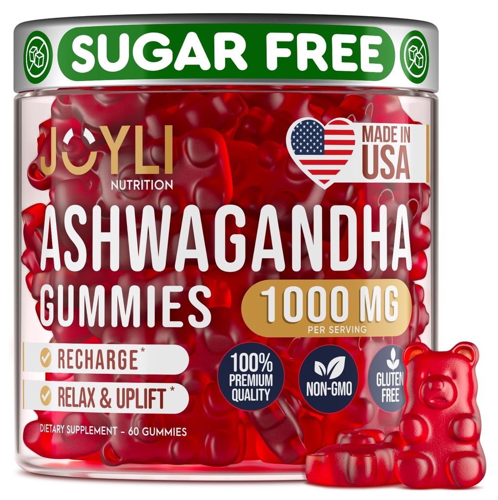 Ashwagandha Gummies for Women & Men - Natural Calm Gummies with Ashwagandha Root Extract Vitamin C Zinc - Ashwagandha Herbal Supplement for Sleep Stress Balance - 60 Vegan Sugar Free Chews
