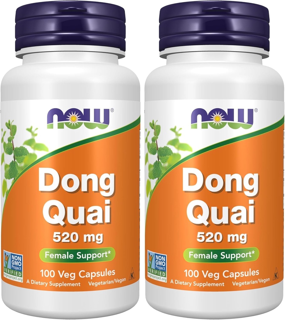 NOW Supplementen, Dong Quai (Angelica sinensis) 520 mg, vrouwelijke ondersteuning*, 100 Veg capsules (verpakking van 2)