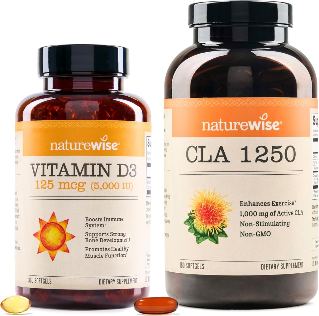 NatureWise Vitamin D3 5000iu (125 mcg) 1 Year Supply CLA 1250 Natural Oefening Enhancement