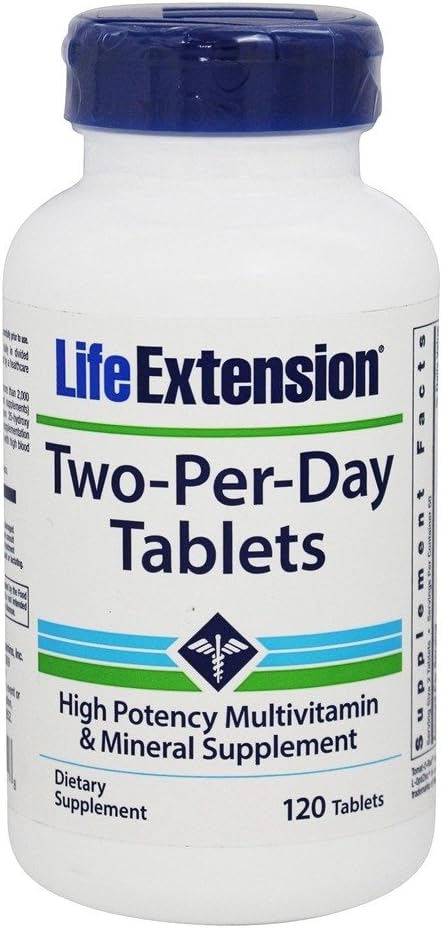 Life Extension Two-Per-Day Tablets Super-Potent Multivitamine & Mineral Supplement 120 Tablets