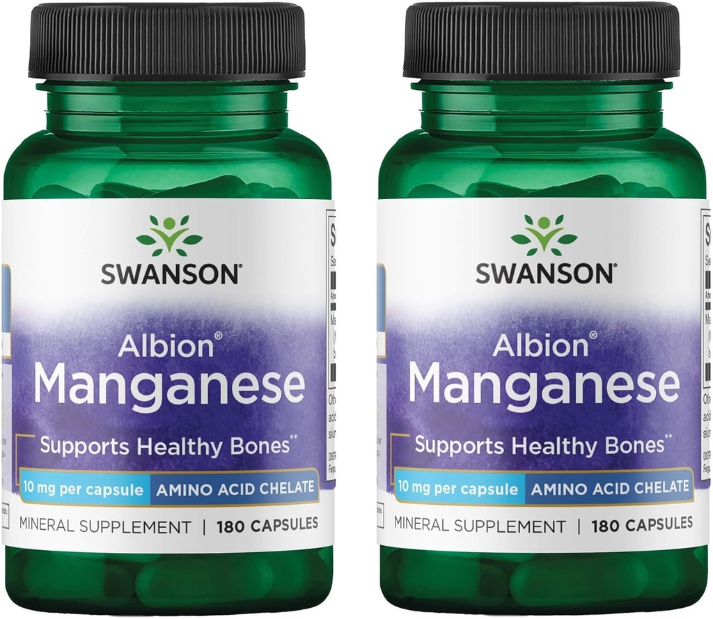 Swanson Albion Gecheld Mangaan 10 Milligram 180 Capsules (2 Pack)