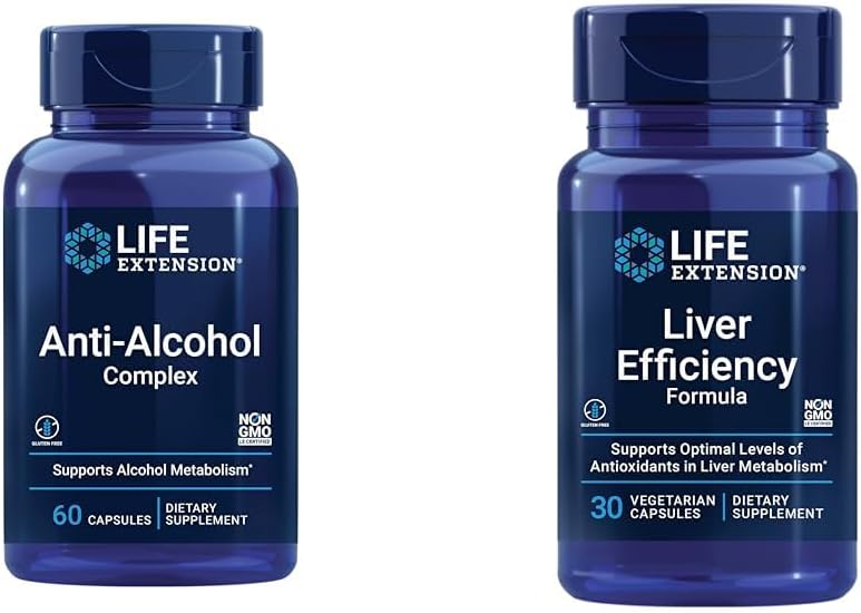 Life Extension Liver Health Support Bundel met Anti-Alcohol Complex en leverefficiëntie Formule