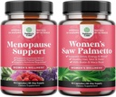 Bundle of Menopauze Supplement voor Hot Flashes met Dong Quai Vitex Chaste Berry & Black Cohosh & Extra sterkte Saw Palmetto voor vrouwen 500mg - DHT-blokker Haarverlies Supplement met Maca Root & Biotin