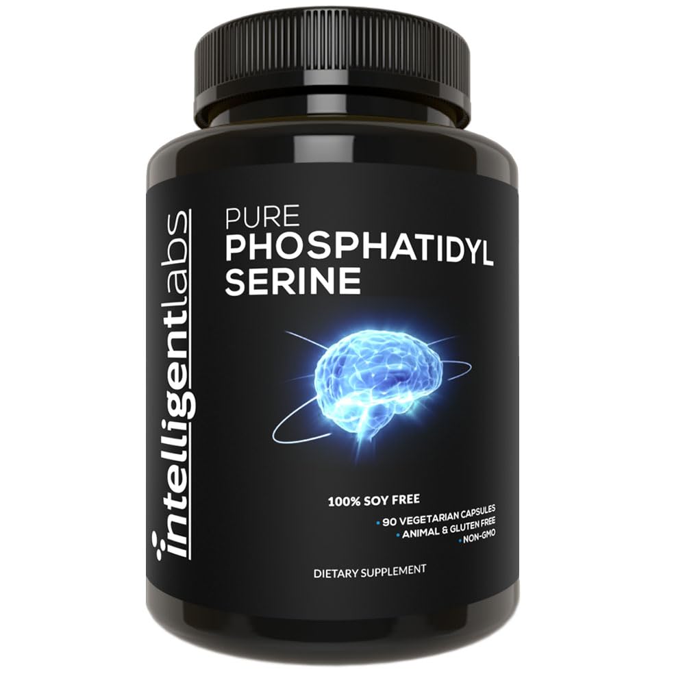 Intelligente Labs Fosfatidylserine Supplement 100mg, 90 Capsules met hoge sterkte, 100% soja en Allergenenvrij, Pure Fosfatidylserine van Zonnebloemlecitijn