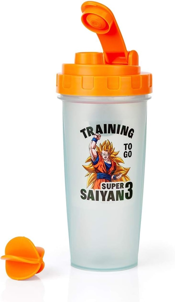 Dragon Ball Z Super Saiyan Goku Gym Shaker Bottle -20-ounce BPA-Free Plastic Blender Bottle with Whisk Ball - Proteïne Shake, Maaltijd Vervanging, Smoothie Mixer - Gym Workout Accessoires - Ideale DBZ Giften