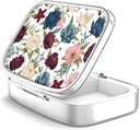 Pill Box 2 Compartiment kleine pil geval,Portable voor Pocket of Purse pil Organizer pil container houder om vitamines te houden, medicijnen, visolie en supplementen(Garden bloemen)