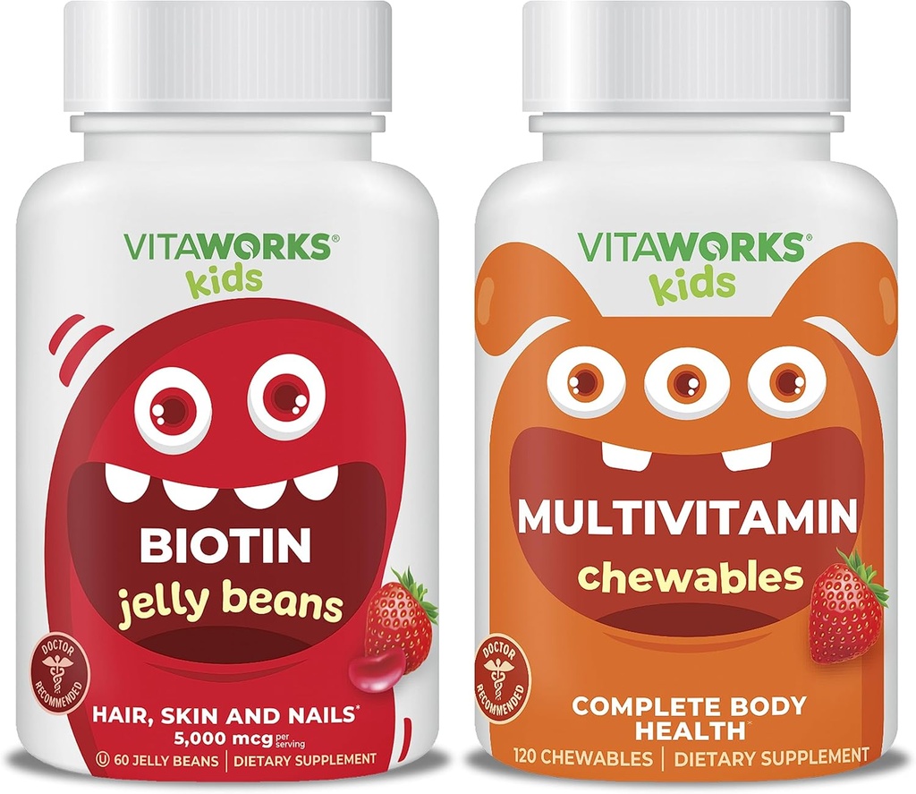 Kids Biotin 5000mg Jelly Beans + Multivitamine Kauwtabletten Bundel
