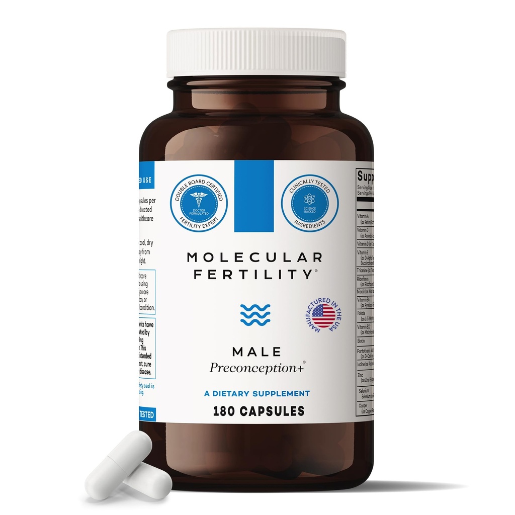 Mannelijke voorbevruchting+ Vruchtbaarheid Supplementen voor mannen - Reproductieve cel en vruchtbaarheid ondersteuning - Conceptie voor hem - CoQ10, Ashwagandha, Shilajit, DAA, zink, Selenium - 30 dagen levering