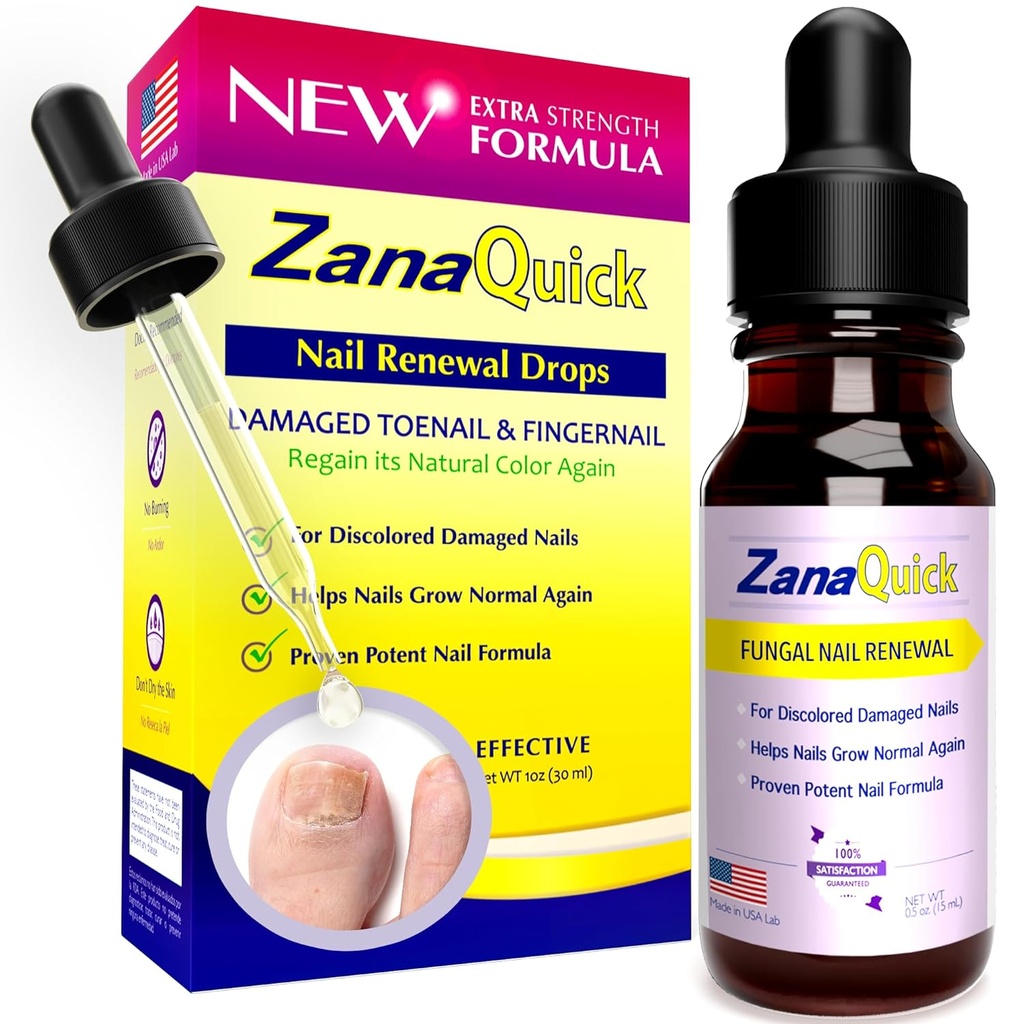 ZanaQuick Extra Strength Toenail & Fingernail Repair Drops - Nail Care Renewal for Thick, Damaged & Discolored Nails - 1 Pack, 0.50 fl oz