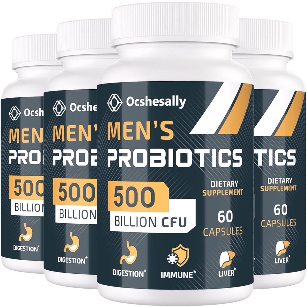 Probiotica voor mannen, 500 miljard CFU & 12 strains Mens probiotic, with Turmeric, Cranberry, Goji - Probiotica for Digestief Health, Gut, Immune & Bloating, Prostate & Urinary Tract Health, 240 Capsule